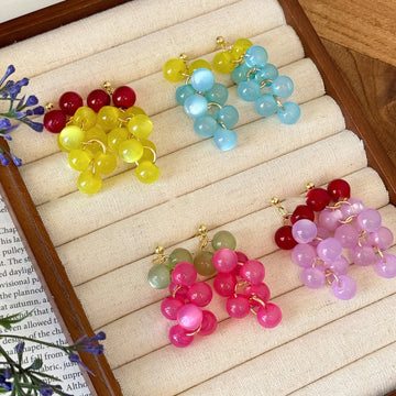 Daiiibabyyy  Sweet Bohemia Earrings Fruit Dangle Earring Korean Style Acrylic Grape Earrings Cute Jewelry Accessories Beads Earrings Summer